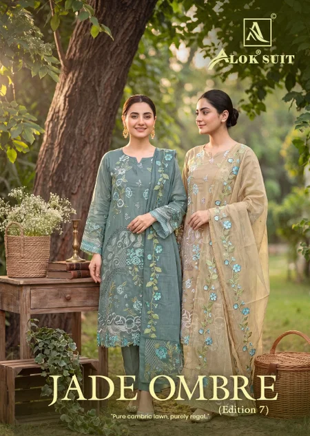 Jade Ombre Edition 7 By Alok Suit Cambric Lawn Pakistani Dress Material